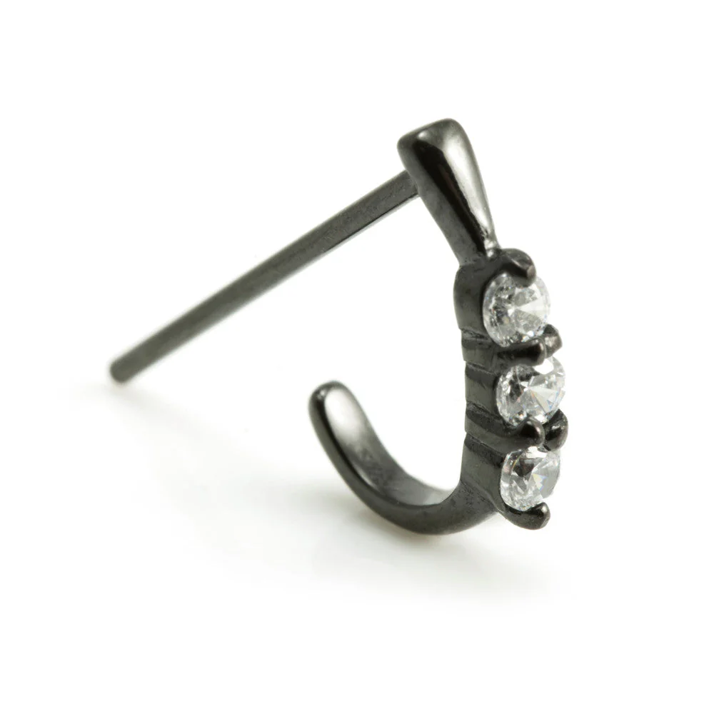 Black Steel Gem Nose Wrap