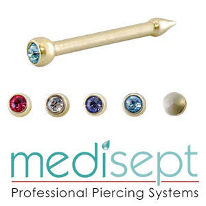 3x Champagne Titanium Plain Ball Medisept Nose Stud