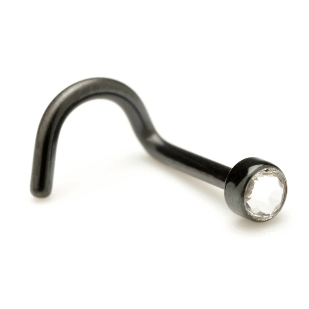 Evil Black Titanium Gem Disk Nose Stud - Image 3