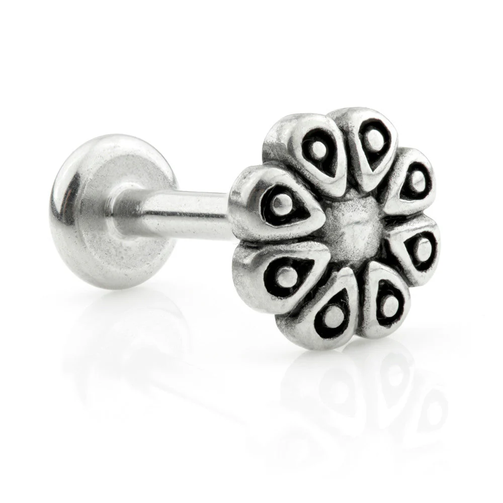 Internal Steel Labrets with Steel Flower 8 Petals