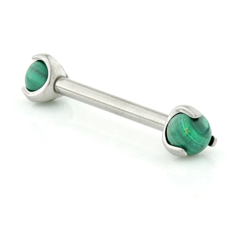 Internal Titanium Nipple Bar with Malachite Stone