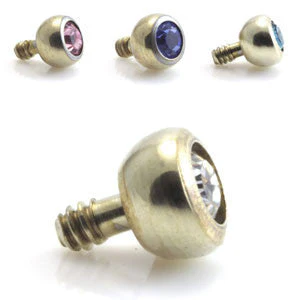 OLD SCHOOL Zircon PVD Gold on Titanium Micro Internal Gem Labrets-1.6-2.5-LR