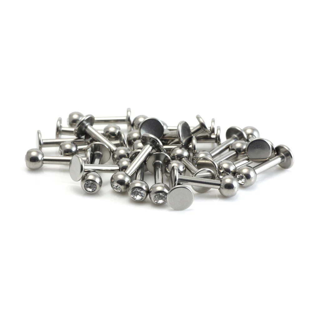 Pack of Steel External Thread Gem Labret (10 pcs) - 1.2mm