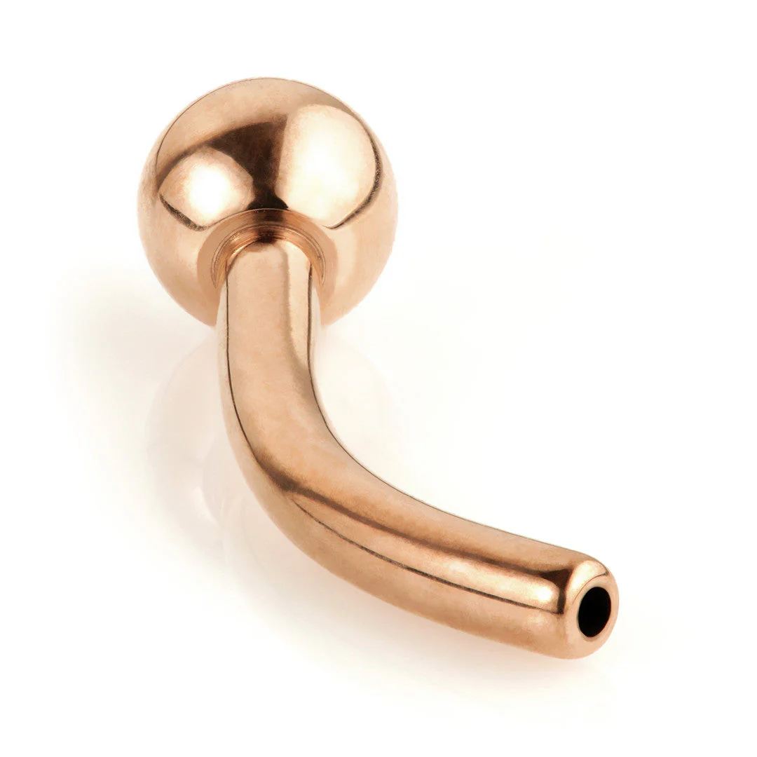 Rose Gold Threadless Ti Micro Banana with Fixed Ball & Pop in Ball