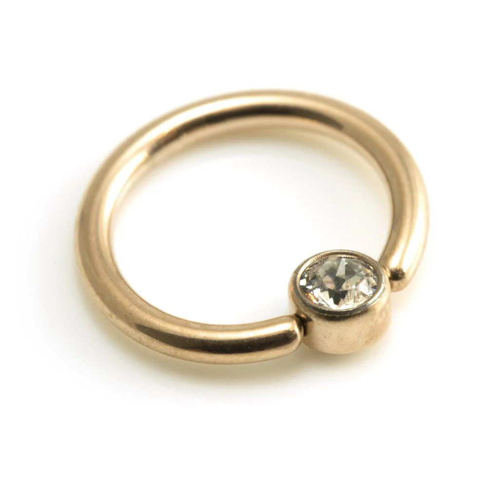 Rose Gold Titanium BCR with Gem Disk - 1.6mm - Image 3