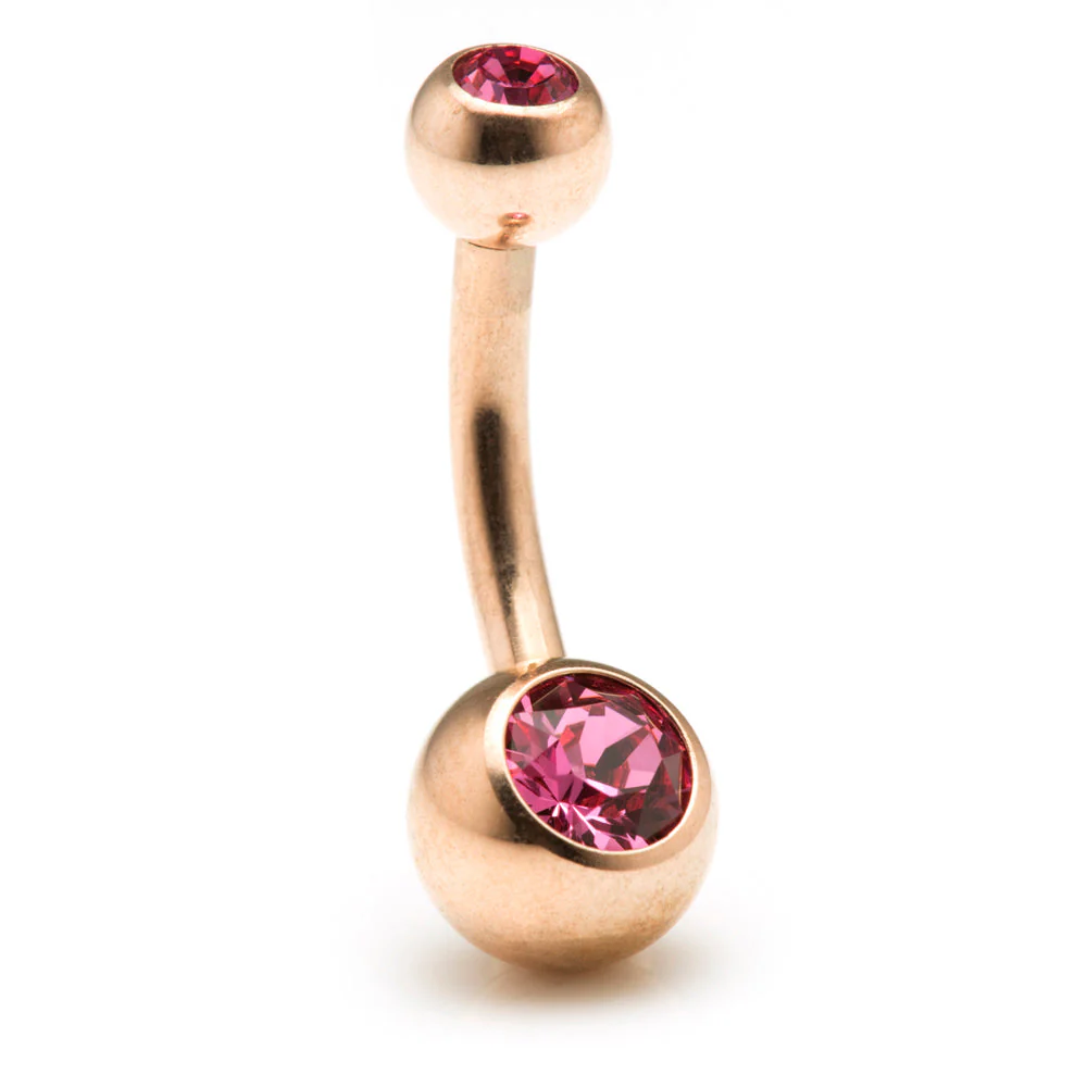 Rose Gold Titanium External Double Jewelled Navel - Image 2