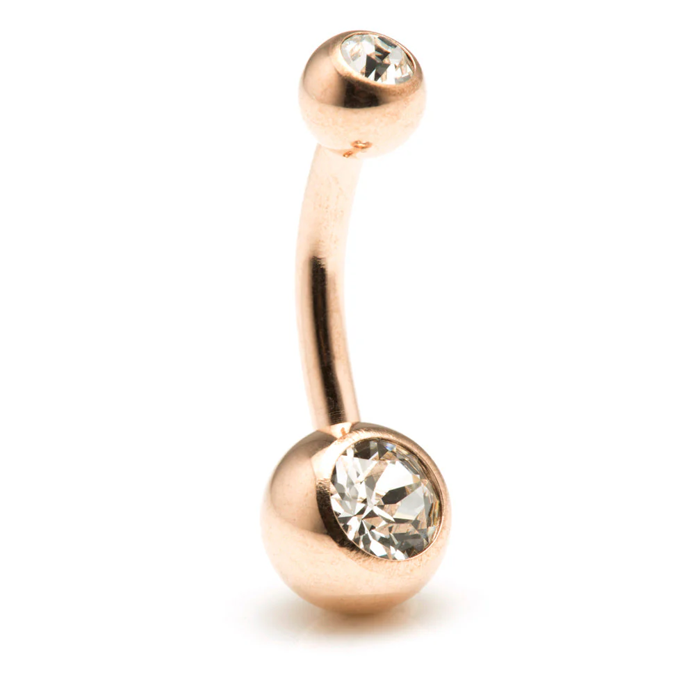 Rose Gold Titanium External Double Jewelled Navel - Image 4