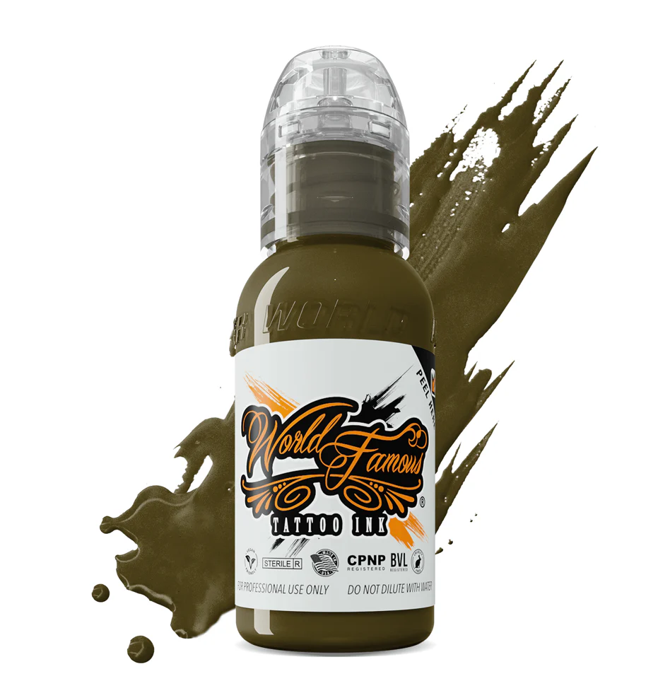 SHORT DATE - DISCOUNTED - World Famous Ink Army Green - 1oz