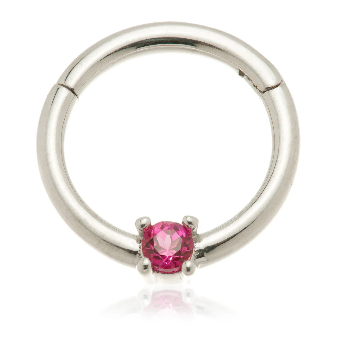 Solid 14ct Gold 2mm Ruby Prong Set Hinge Ring