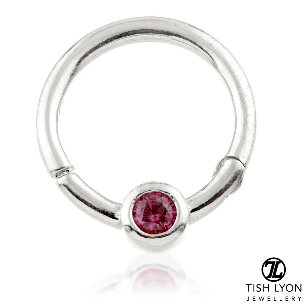 Solid 14ct Gold Rhodolite Hinge Ring