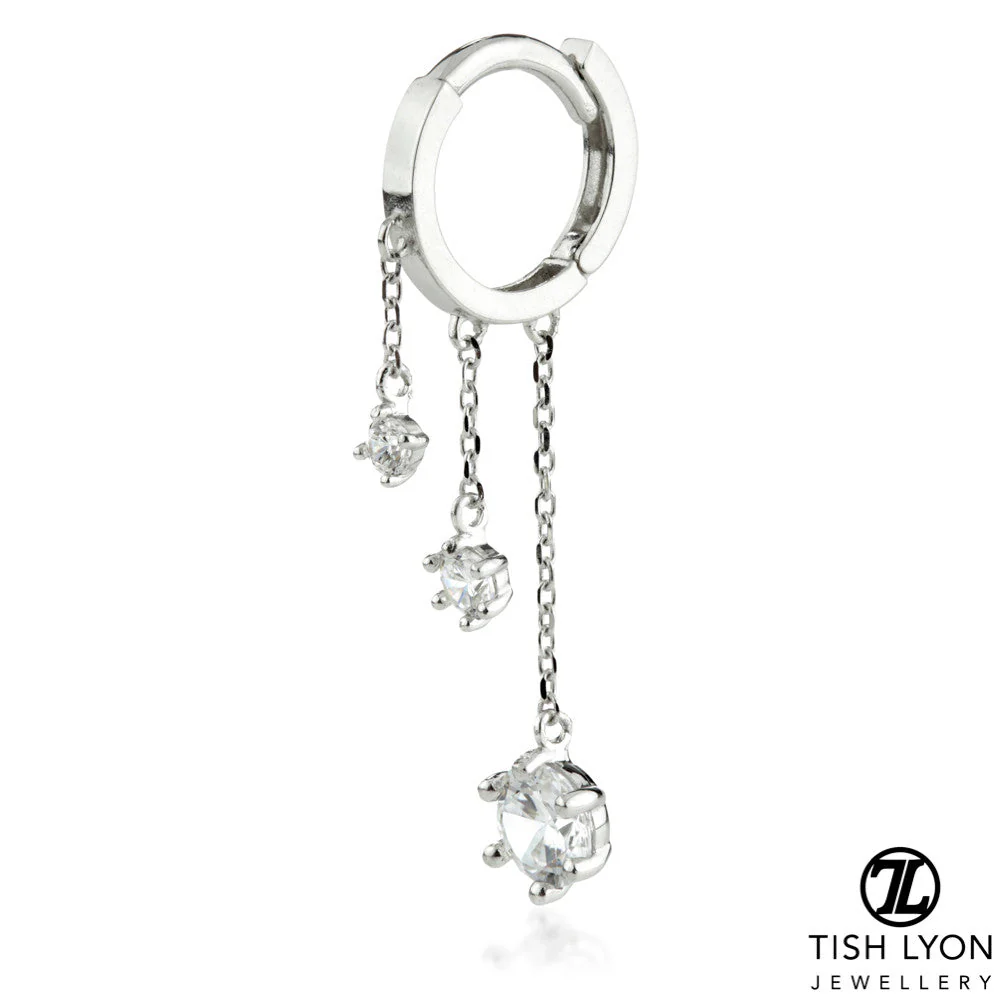 Solid Gold Triple Gem Chain Hinge Ring