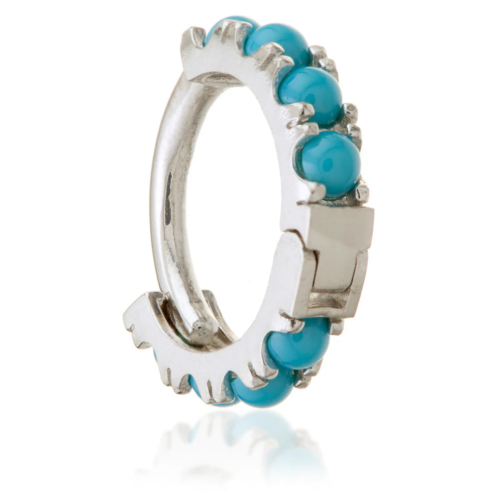 Solid Gold Turquoise Hinge Ring