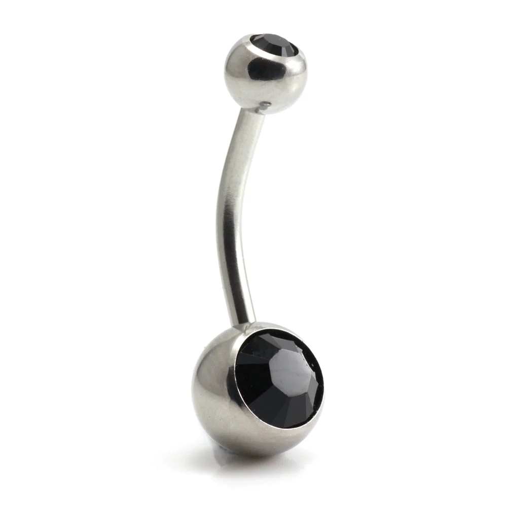 Steel External Thread Double Jewelled Navel Bar - Image 14