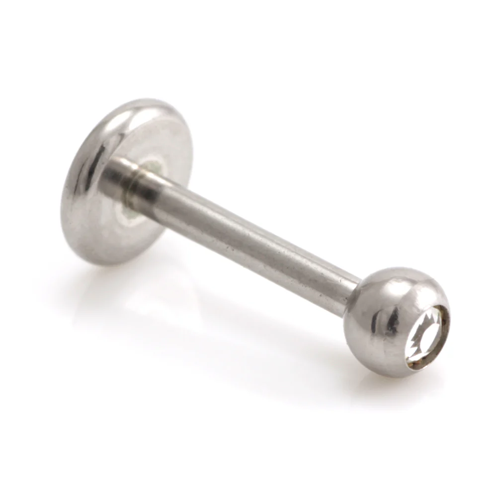 Steel Micro Gem Labret - 1.2mm-1.2-14-Crystal