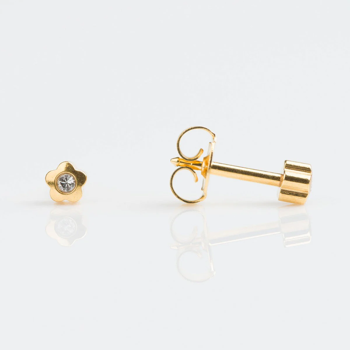 Studex Regular Gold Plated Flower Studs - Lite with Crystal - Pack of 12