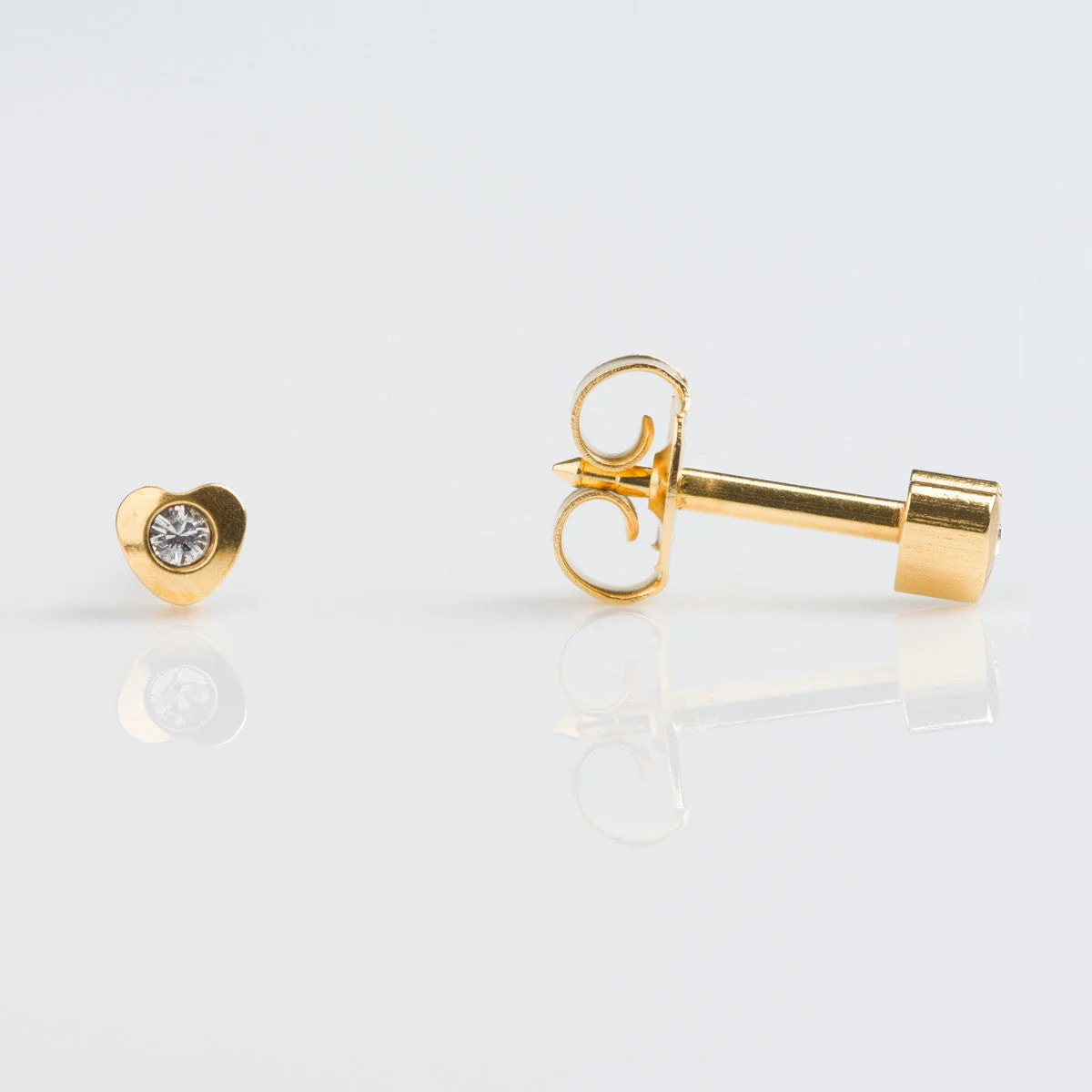 Studex Regular Gold Plated Heart Studs - Lite with Crystal - Pack of 12