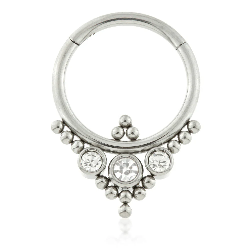 Ti Couture Front Facing Caeli Triple Gem Cluster Ball Hinged Ring
