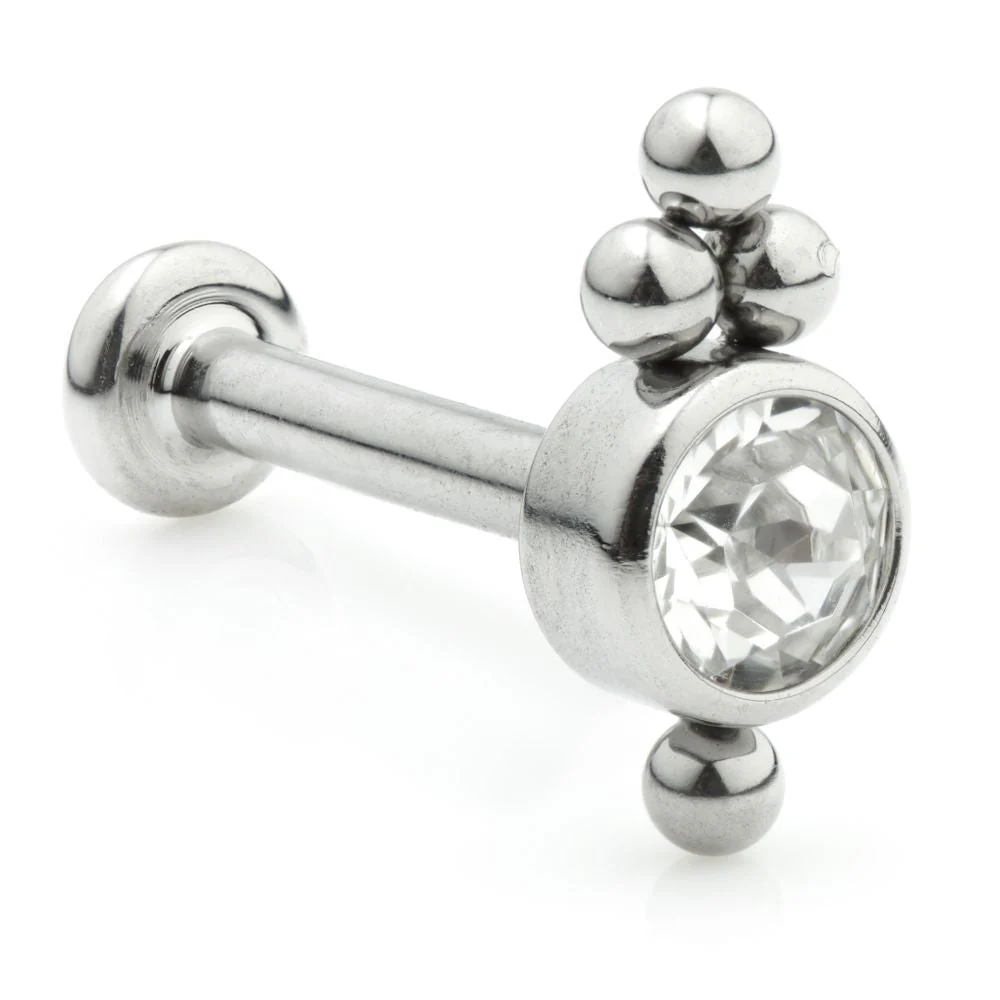 Ti Couture Internal Titanium Labret with Gem Cluster 3mm Base 1.2mm (0.8mm)