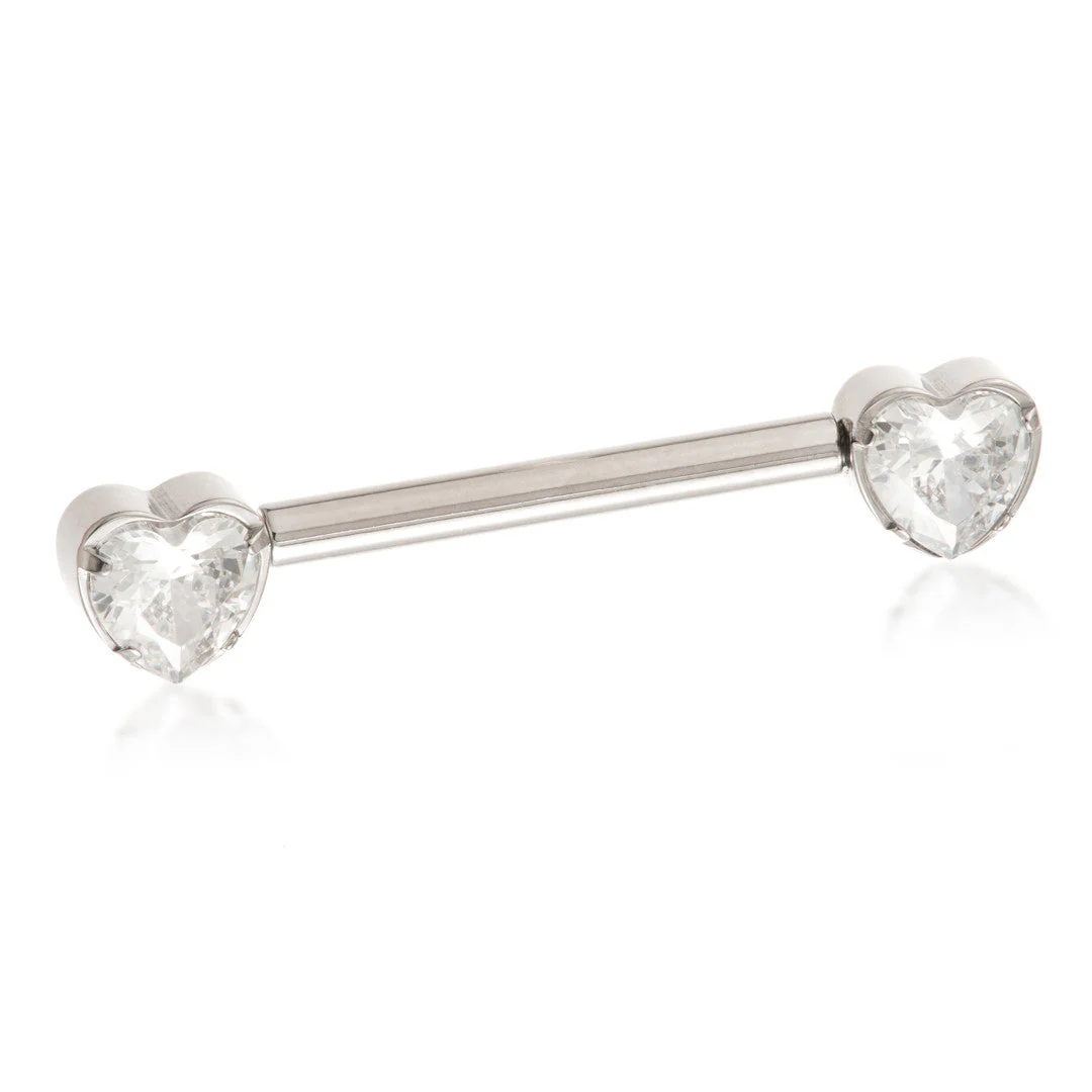 Ti Couture Threadless Jewelled Heart Nipple Bar