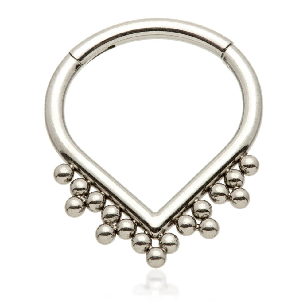 Ti Couture Wishbone Tribal Bead Cluster Hinged Ring