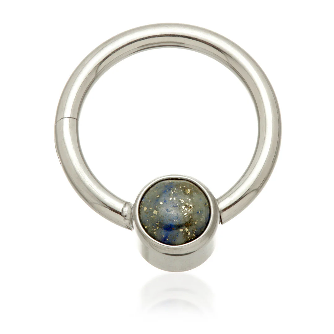 Ti Hinged Segment Ring with Lapis Stone Disk