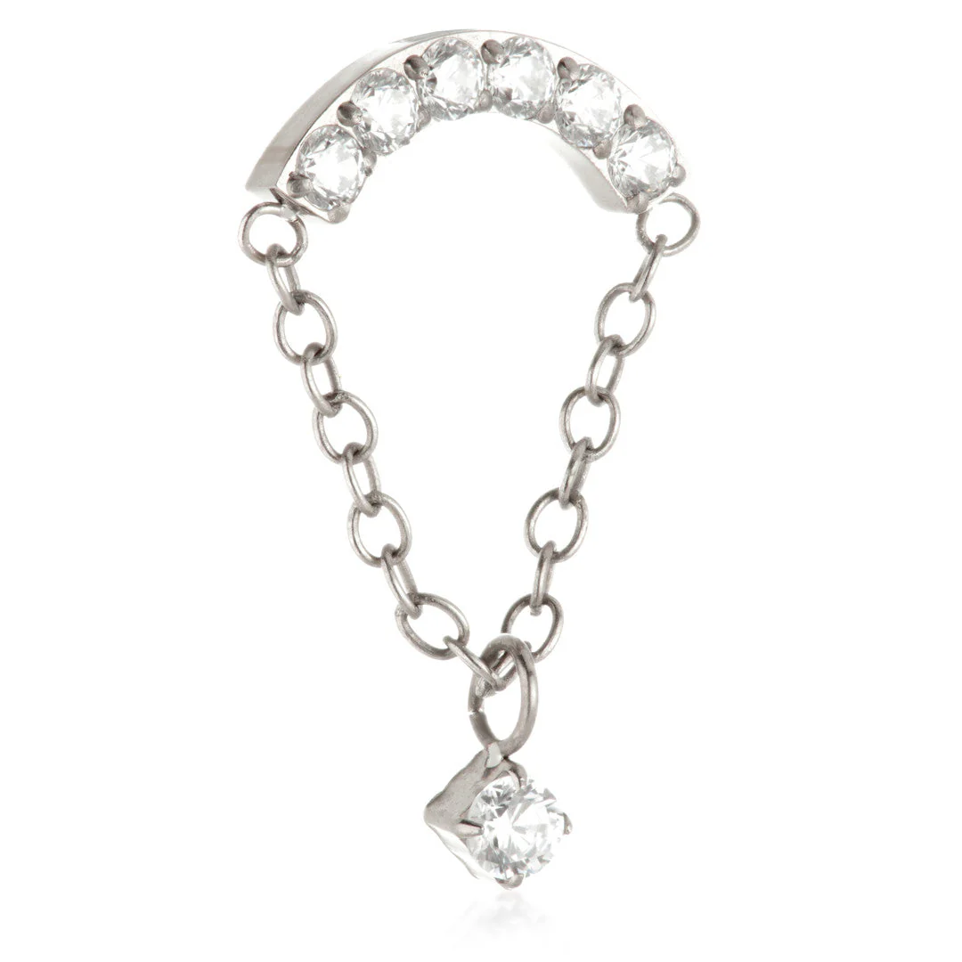 Ti Internal Gem Crescent Attachment with Hanging Gem