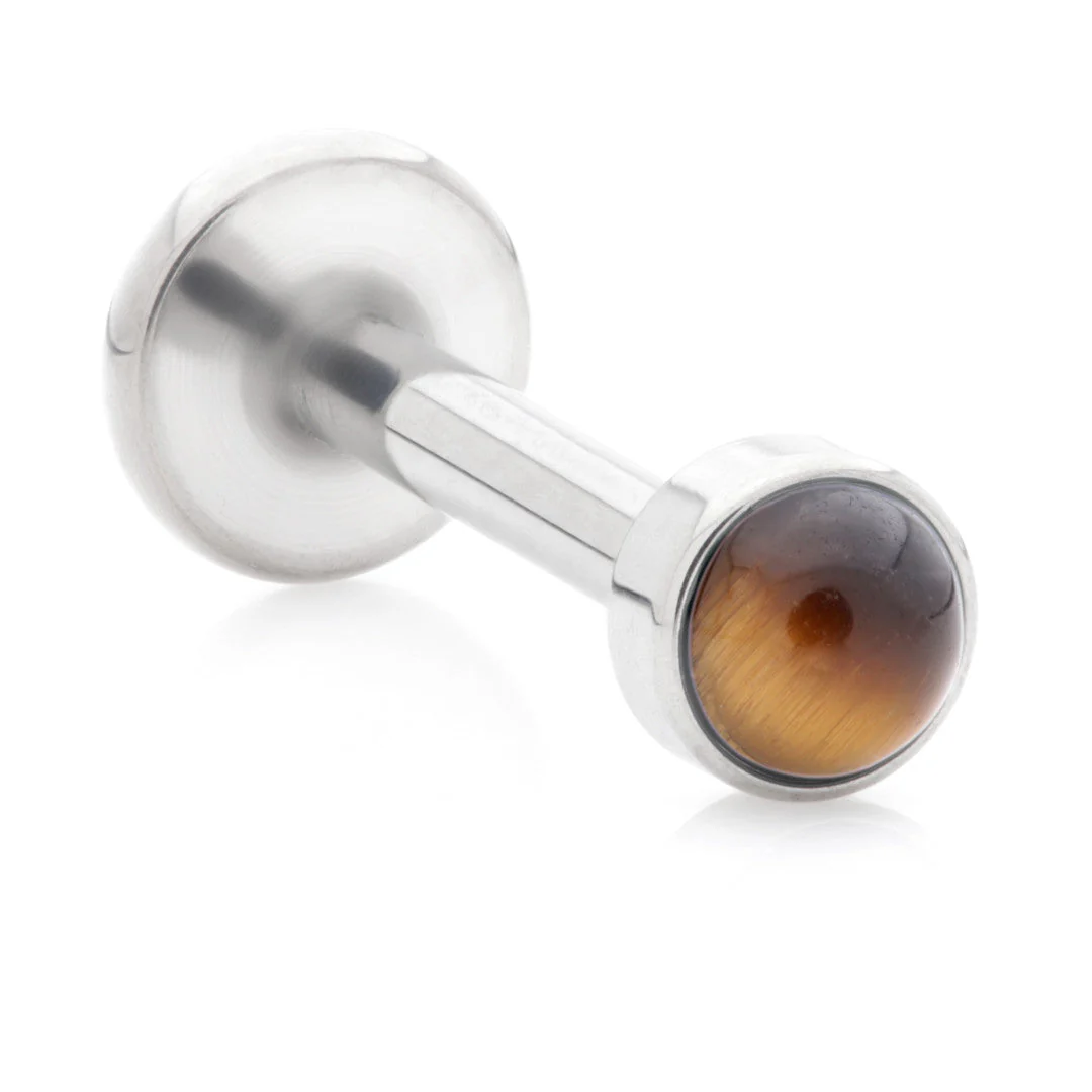 Ti Internal Labret with Tiger Eye Stone Bezel Attachment
