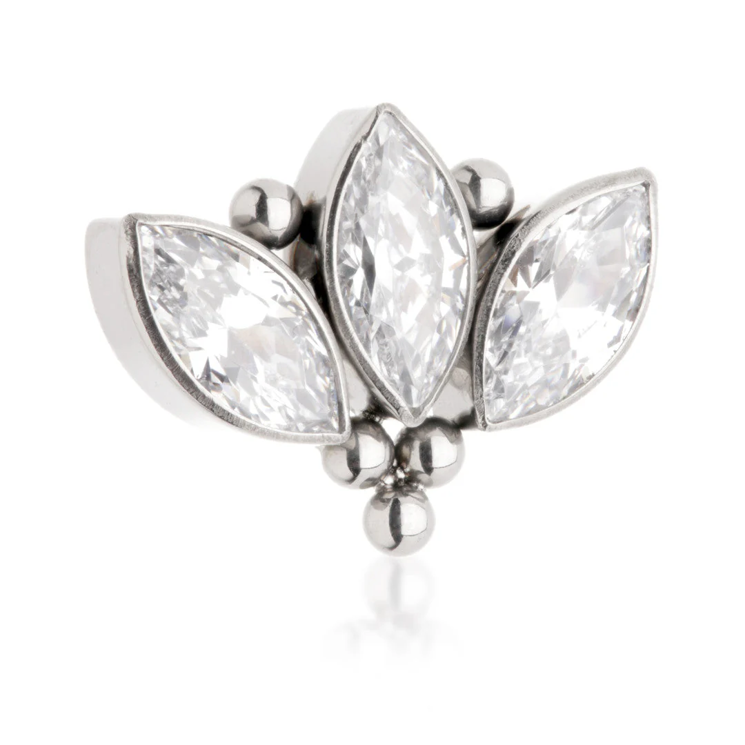 Ti Threadless Jewelled Triple Marquise with Tri Beads Attachment