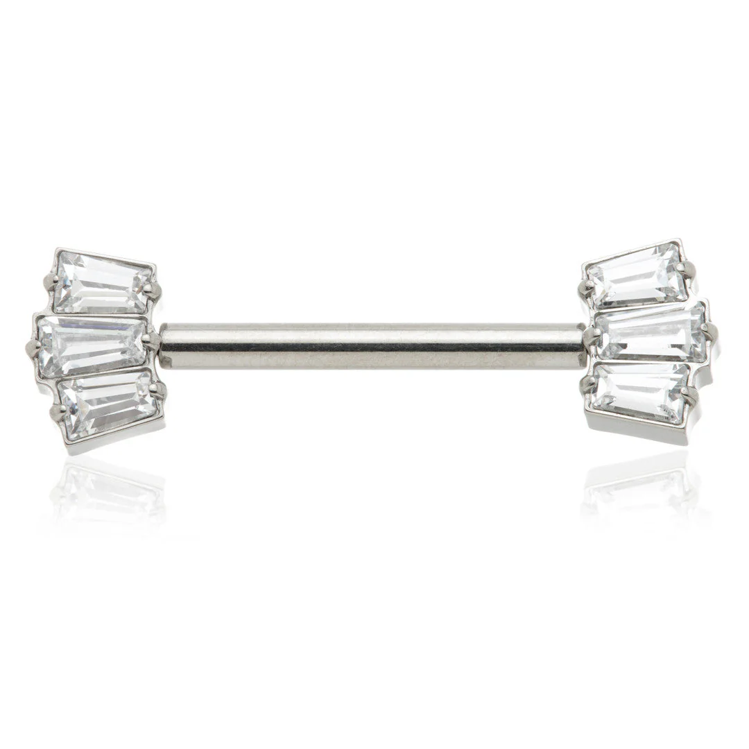 TiC Threadless Titanium Triple Baguette Nipple Bar