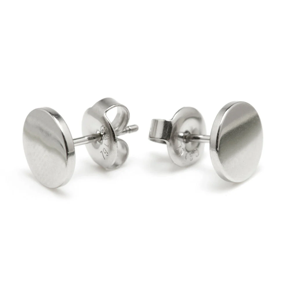 Titanium Disk Stud Earrings (Pair)