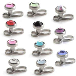 Titanium Internal Thread Micro Dermal Anchor with Gem Disk - Image 10