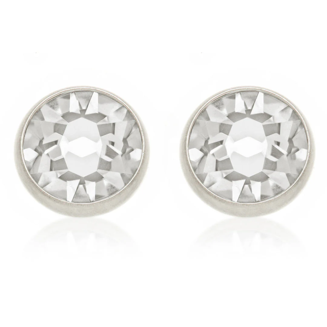 Titanium Jewelled Disk Stud Earrings (Pair)
