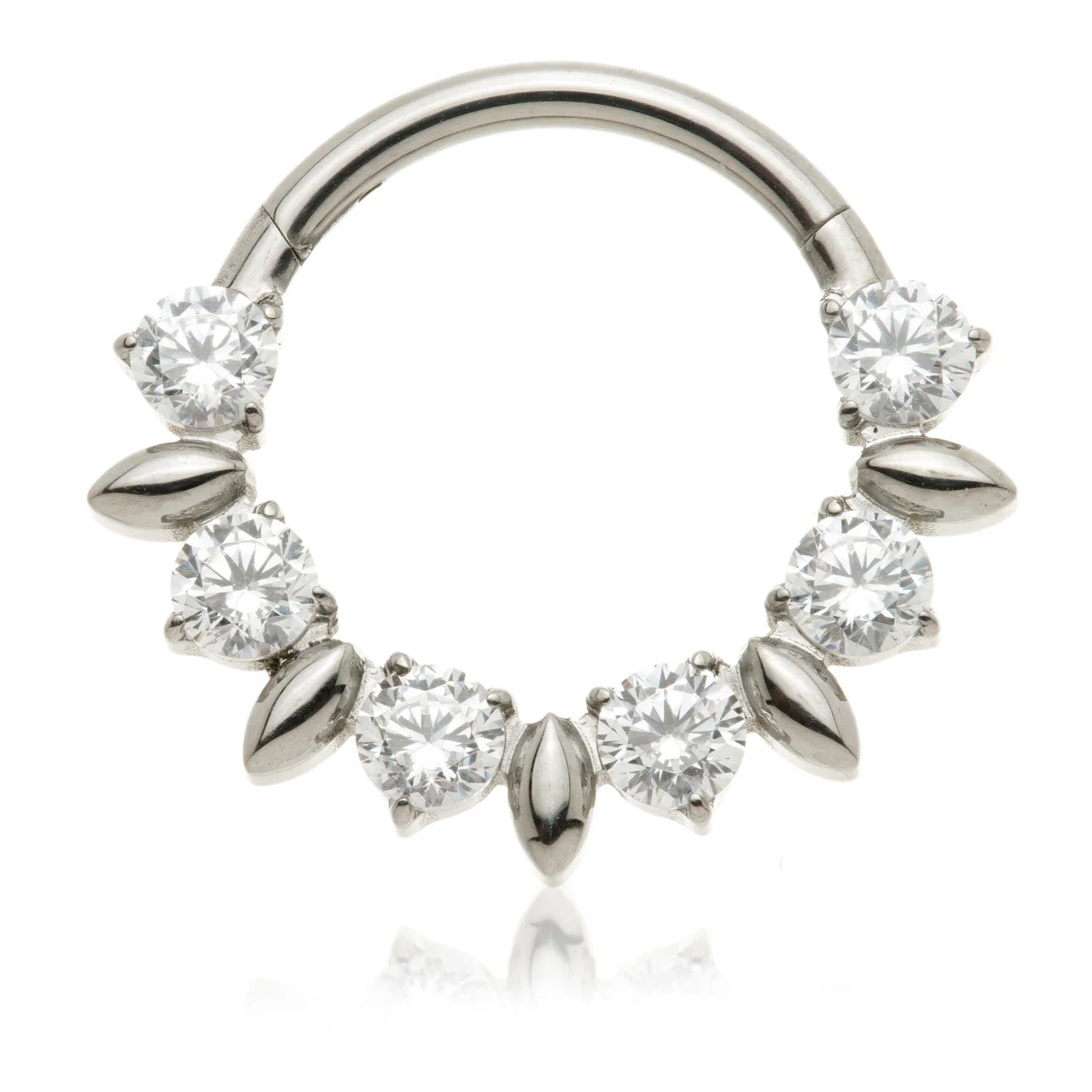 Titanium Jewelled Multi Shape Hinged Daith / Septum Ring