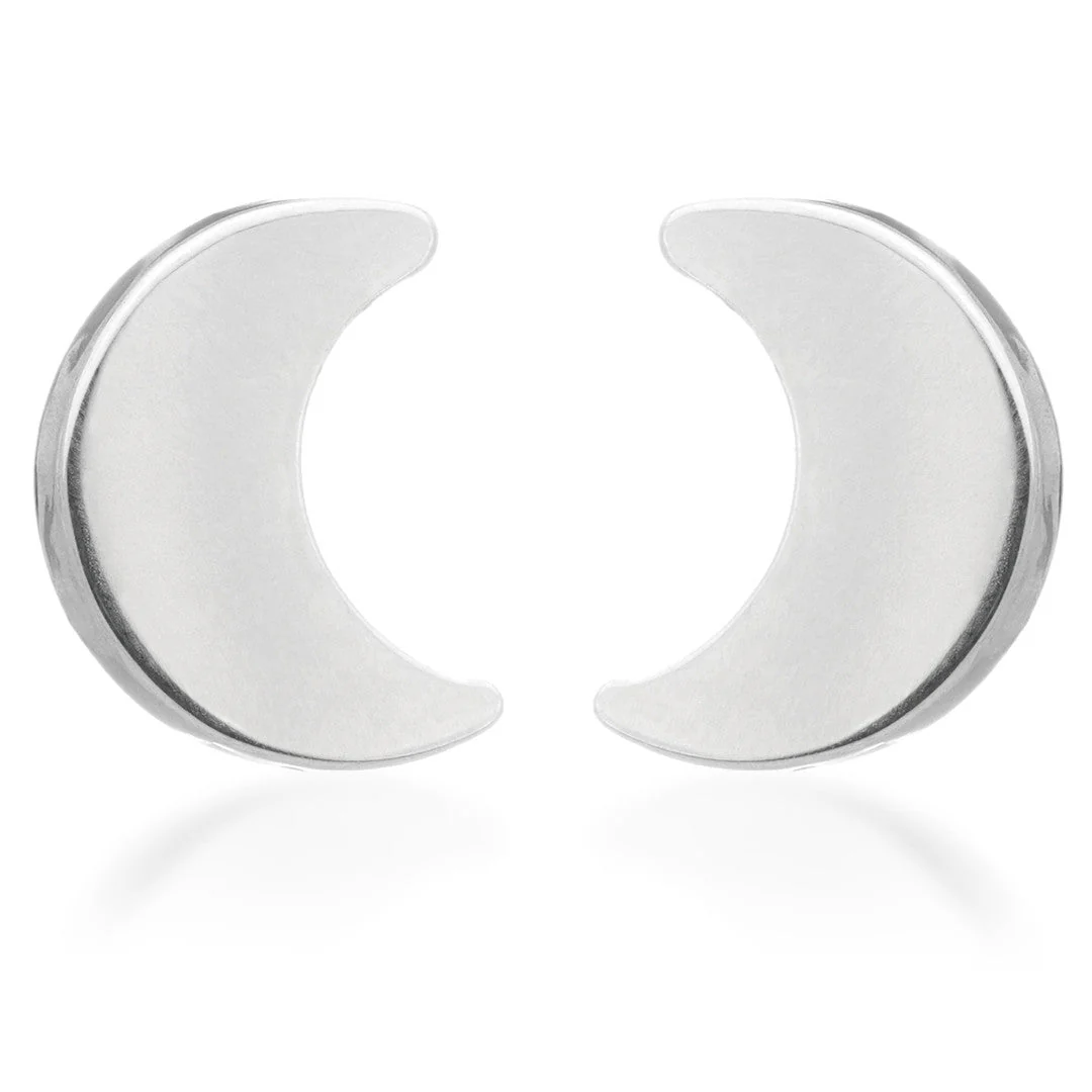 Titanium Moon Stud Earrings (Pair)