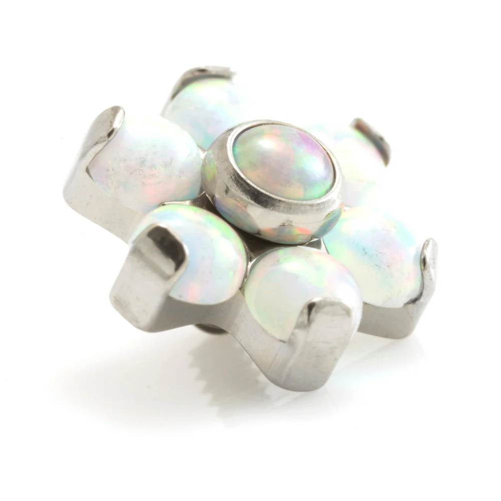 Titanium Opal Flower Dermal Top - 1.6mm