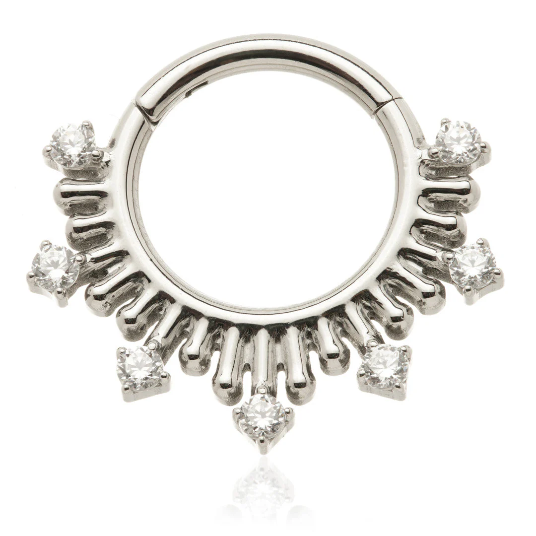 Titanium Prong-Set Gem Ball Hinge Ring