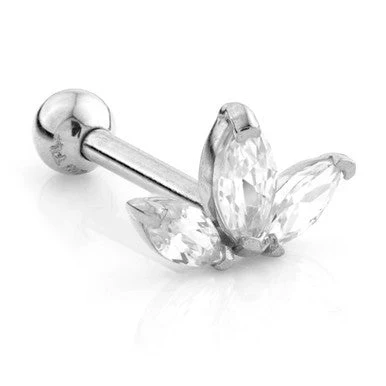 TL 14 Carat Gold Jewelled Fleur-de-lis Cartilage Bar - Image 2