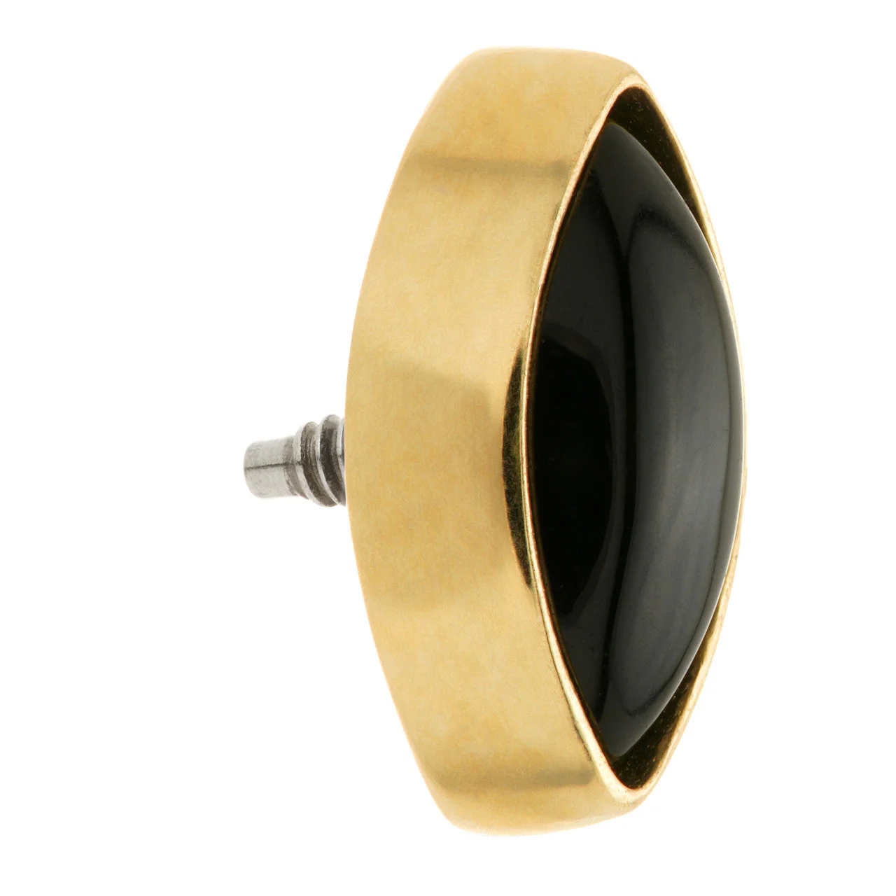 TL - 14ct Gold Internal Black Agate Cabochon Marquise Attachment - Image 2
