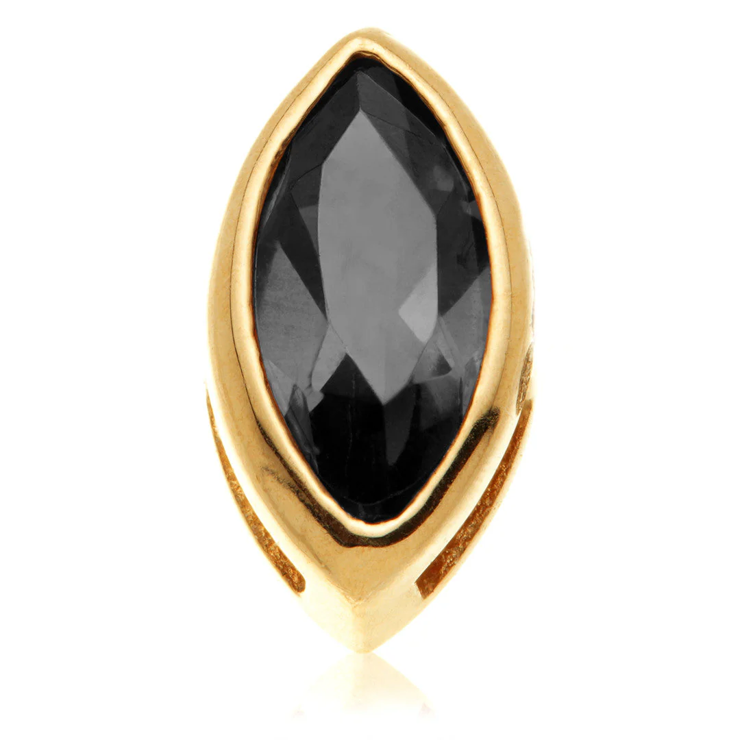 TL - 14ct Gold Threadless Black Diamond Marquise Pin Attachment