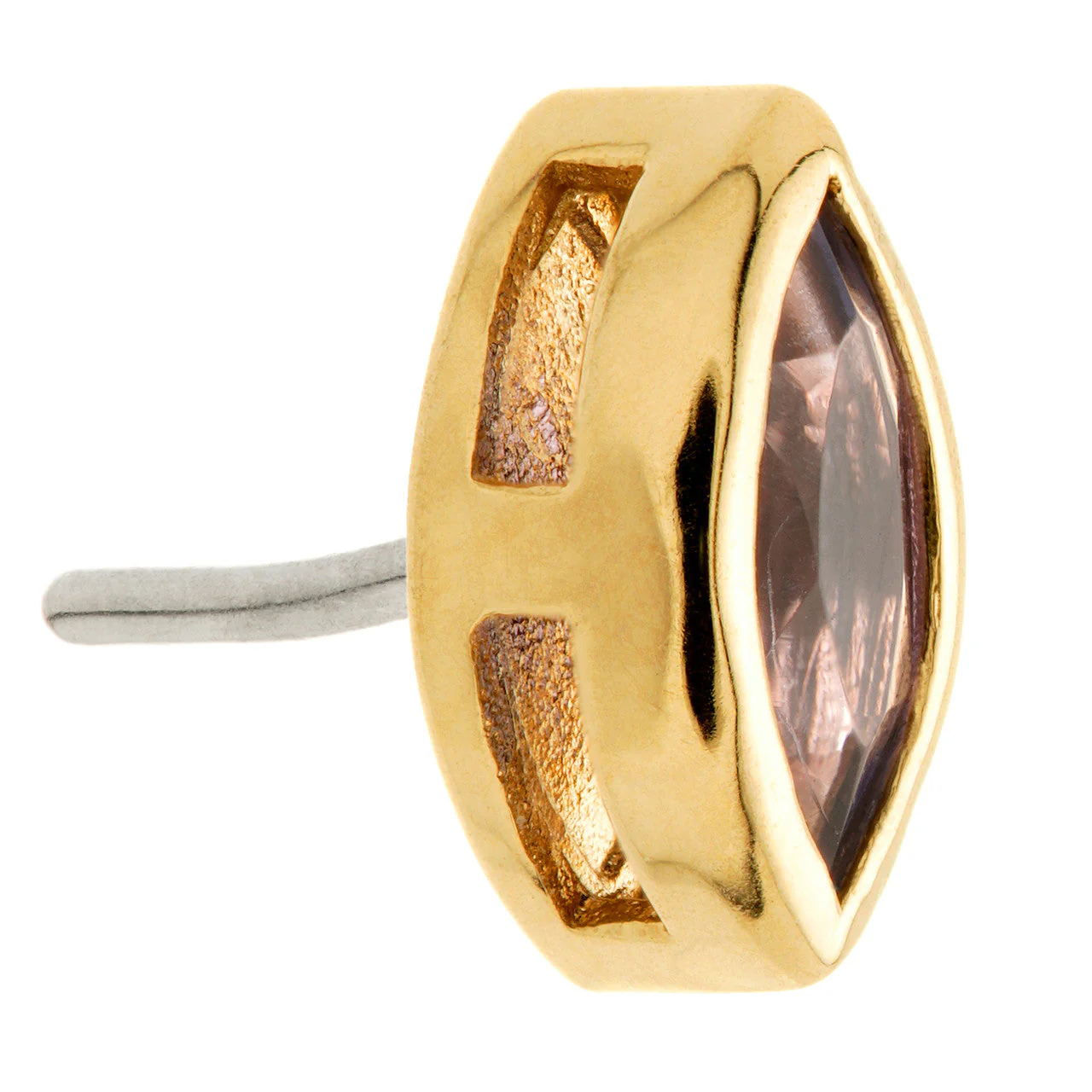 TL - 14ct Gold Threadless Iolite Marquise Pin Attachment - Image 3