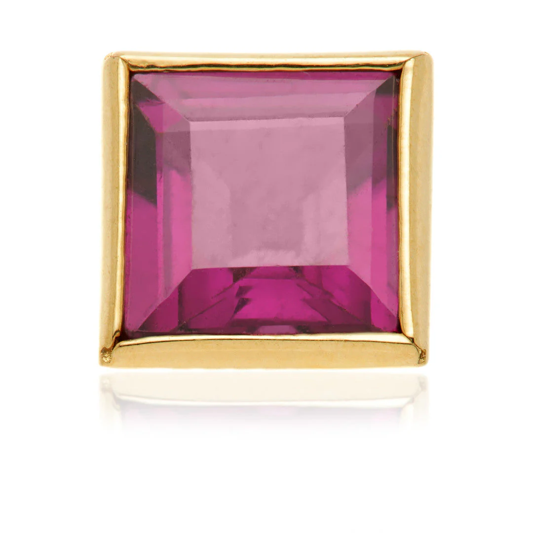 TL - 14ct Gold Threadless Rhodolite Square Pin Attachment