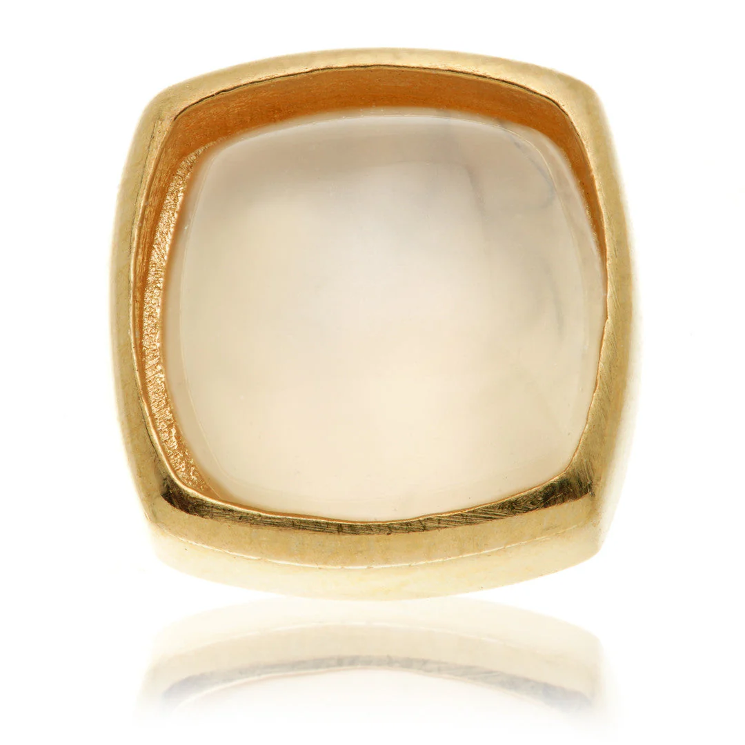TL - 14ct Gold Threadless White Moonstone Cabochon Cushion Pin Attachment
