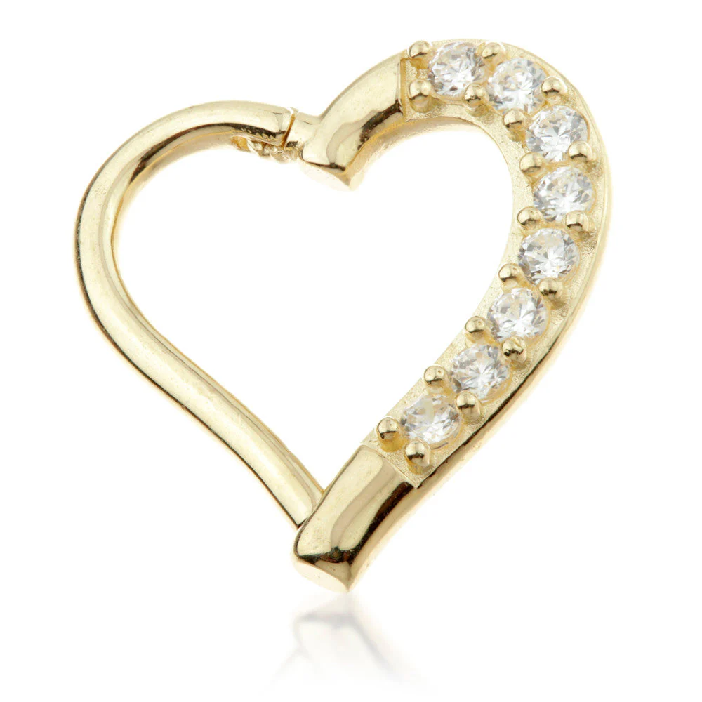 TL - 14K Gold Pave Gem Hinge Heart Ring - Image 2