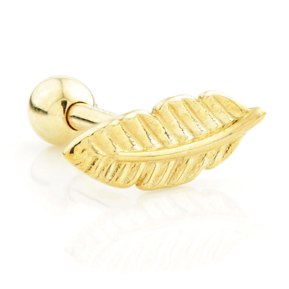 TL - 9 Carat Gold Feather Cartilage Bar - 1.2mm