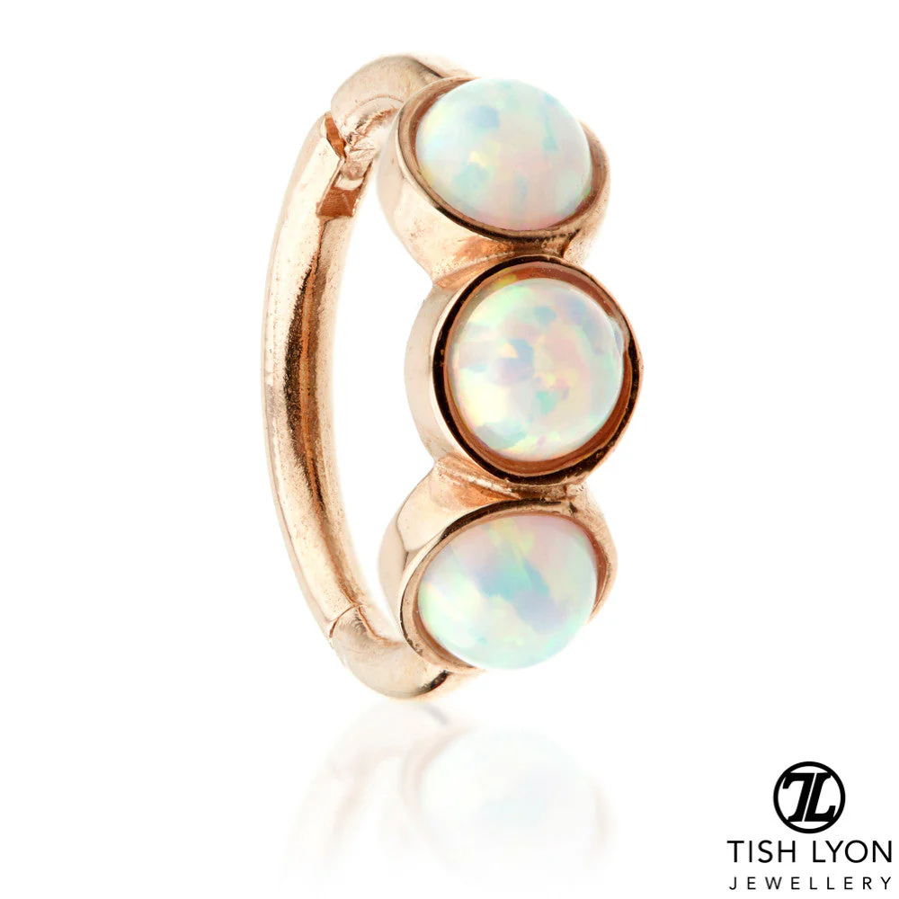TL - Gold Triple Opal Hinge Ring